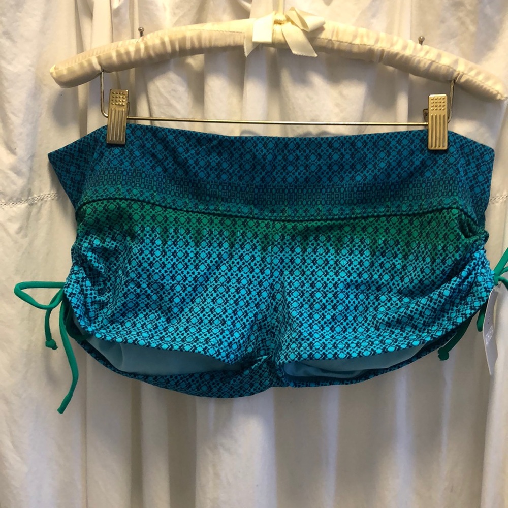 Athleta Rio Vista Boy Short swim bottoms blue green